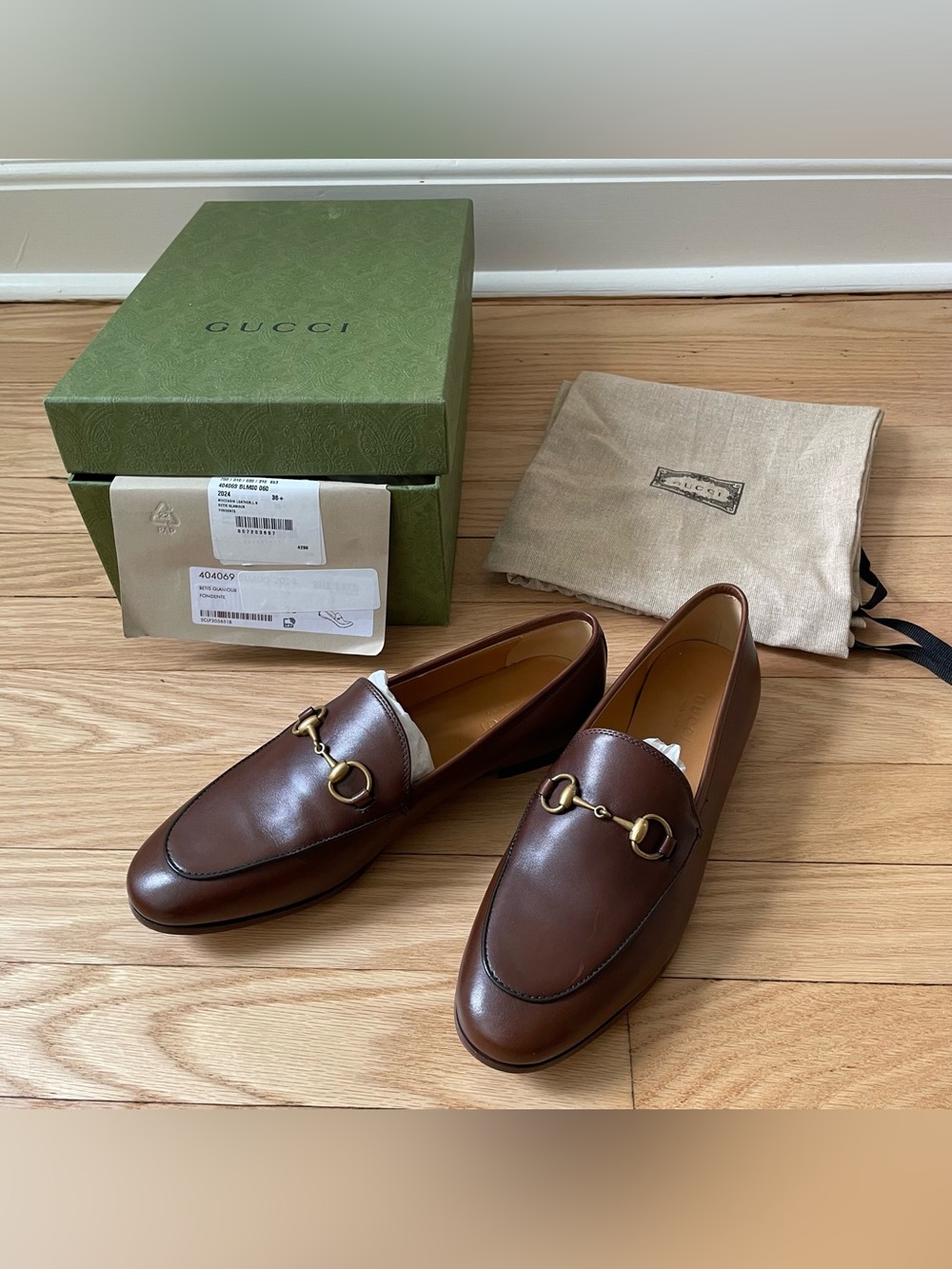 Gucci Brown Horsebit Loafers with Gold Hardware NIB (Sz 36.5) - Picture 13 of 13